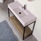 Modern  Console Vanity, Pink Ceramic Sink, 43
